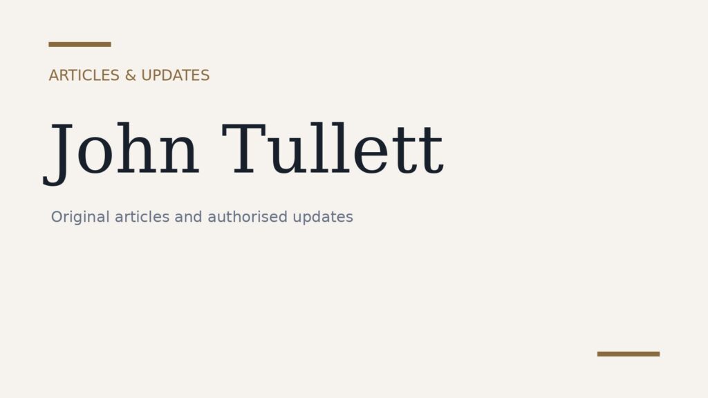 John Tullett articles and updates graphic